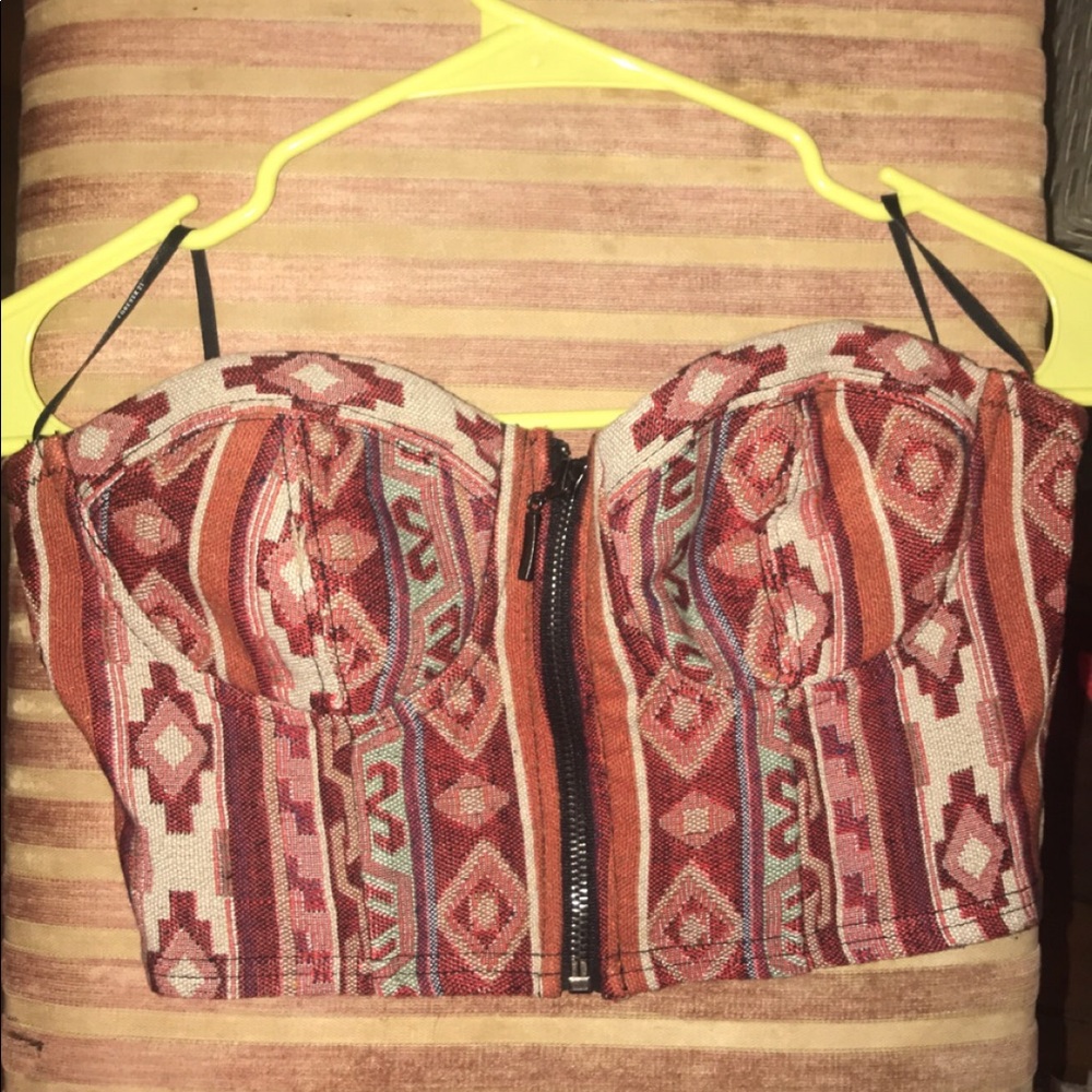 Zip up Aztec crop top